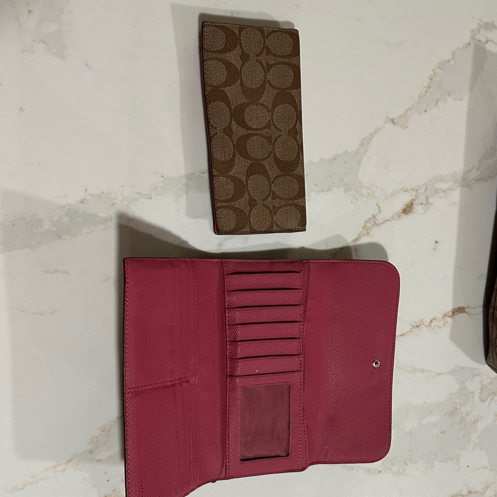 Coach Brown Signature Pattern Continental Wallet - Picture 9 of 11